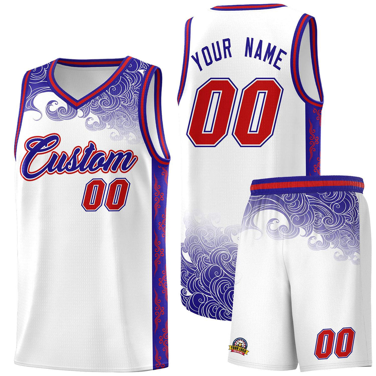Custom White Personalized Cloud Pattern Sports Kits Uniform Basketball Jersey|KXKSHOP