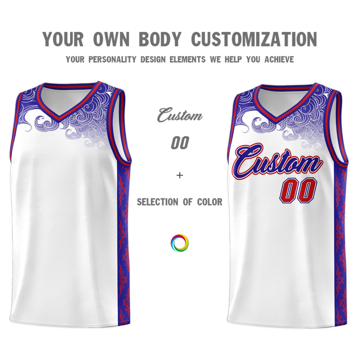 Custom White Personalized Cloud Pattern Sports Kits Uniform Basketball Jersey|KXKSHOP