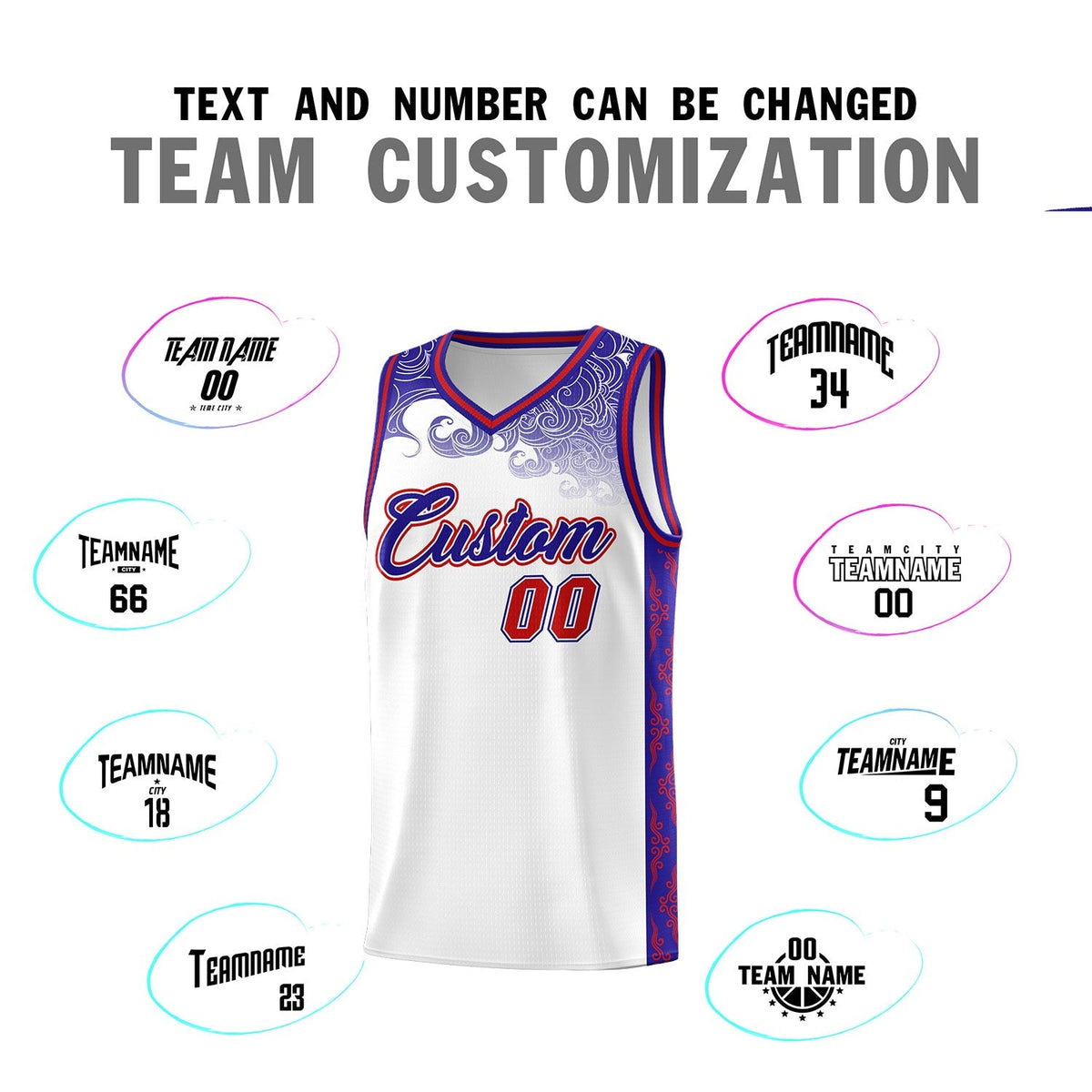 Custom White Personalized Cloud Pattern Sports Kits Uniform Basketball Jersey|KXKSHOP