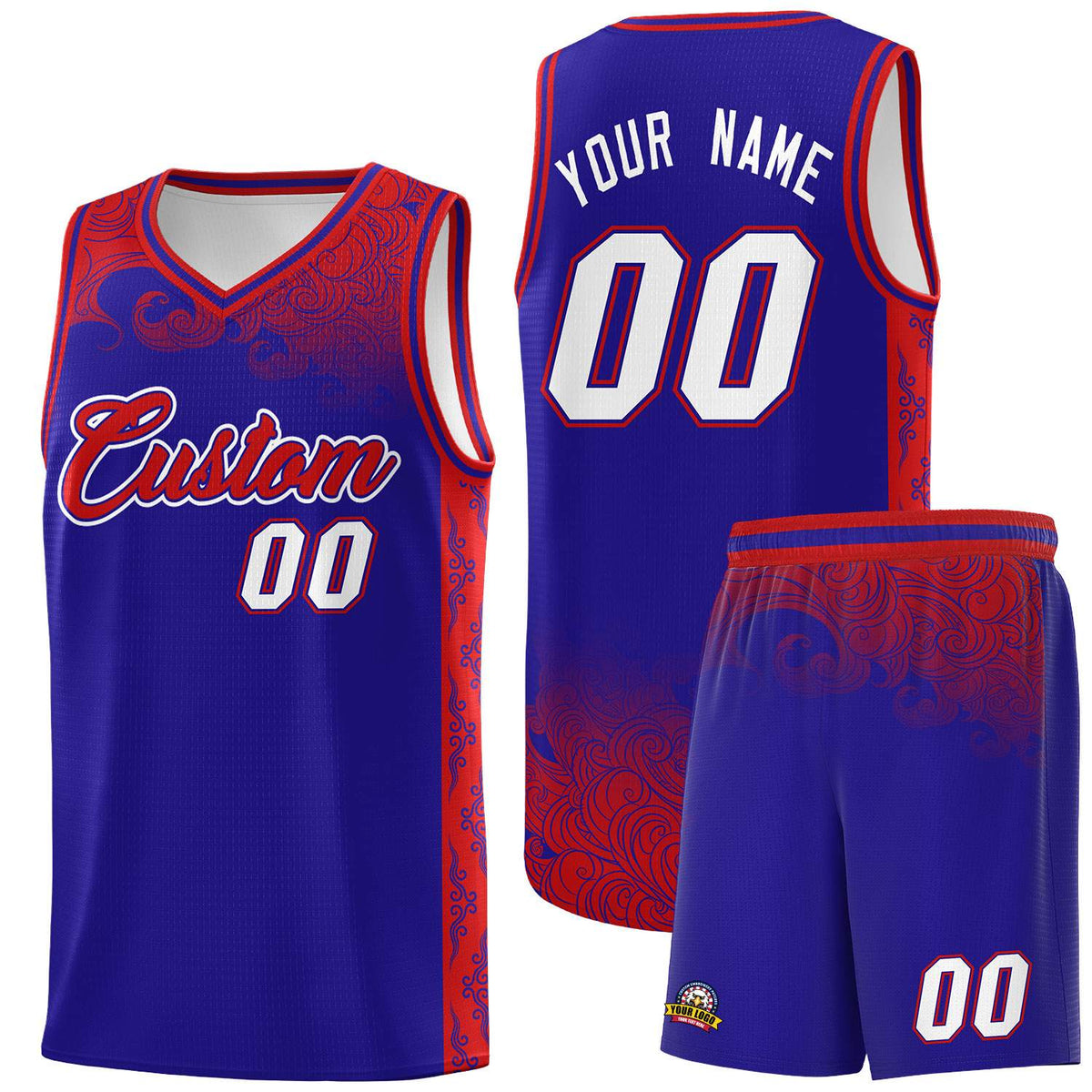 Custom Royal Personalized Cloud Pattern Sports Kits Uniform Basketball Jersey|KXKSHOP