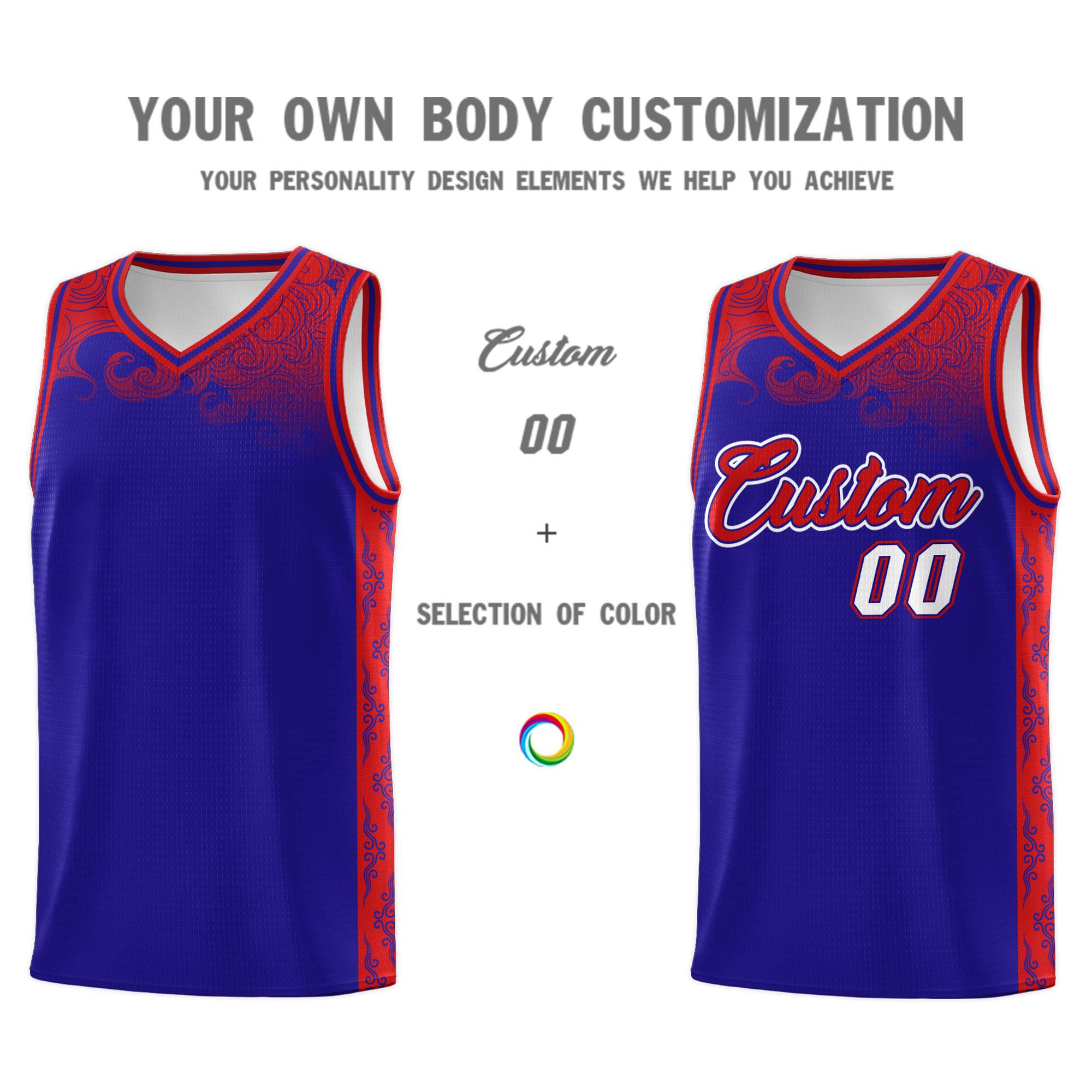 Custom Royal Personalized Cloud Pattern Sports Kits Uniform Basketball Jersey|KXKSHOP
