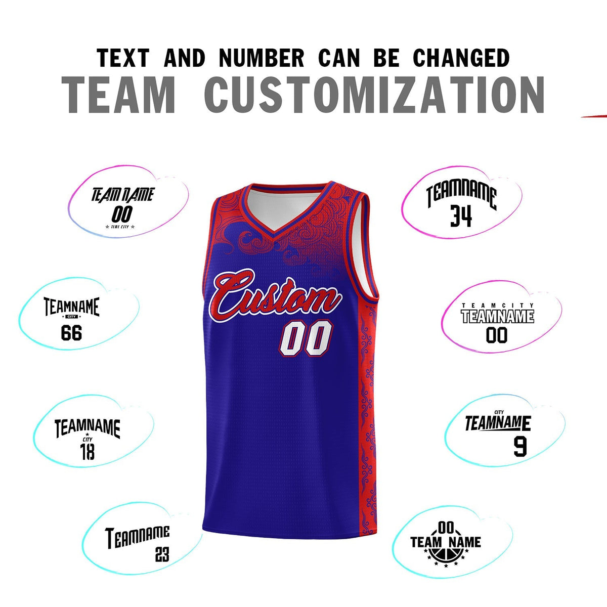 Custom Royal Personalized Cloud Pattern Sports Kits Uniform Basketball Jersey|KXKSHOP