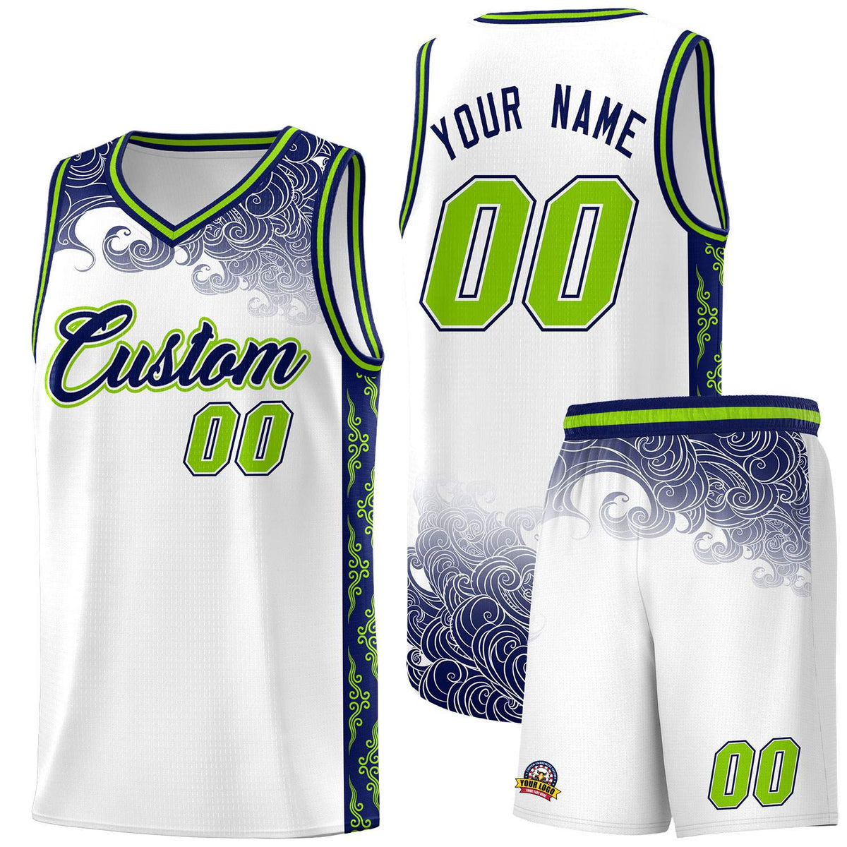 Custom White Personalized Cloud Pattern Sports Kits Uniform Basketball Jersey|KXKSHOP