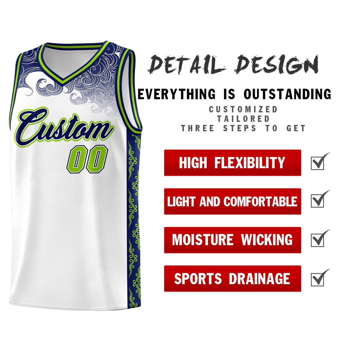 Custom White Personalized Cloud Pattern Sports Kits Uniform Basketball Jersey|KXKSHOP