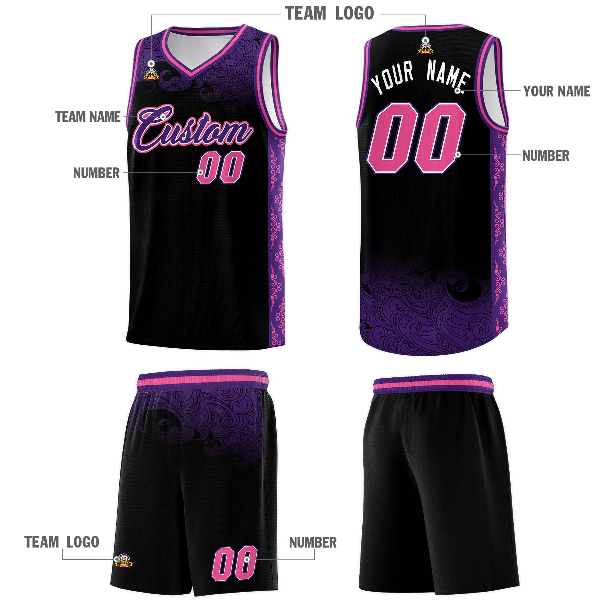 Custom Black Personalized Cloud Pattern Sports Kits Uniform Basketball Jersey|KXKSHOP