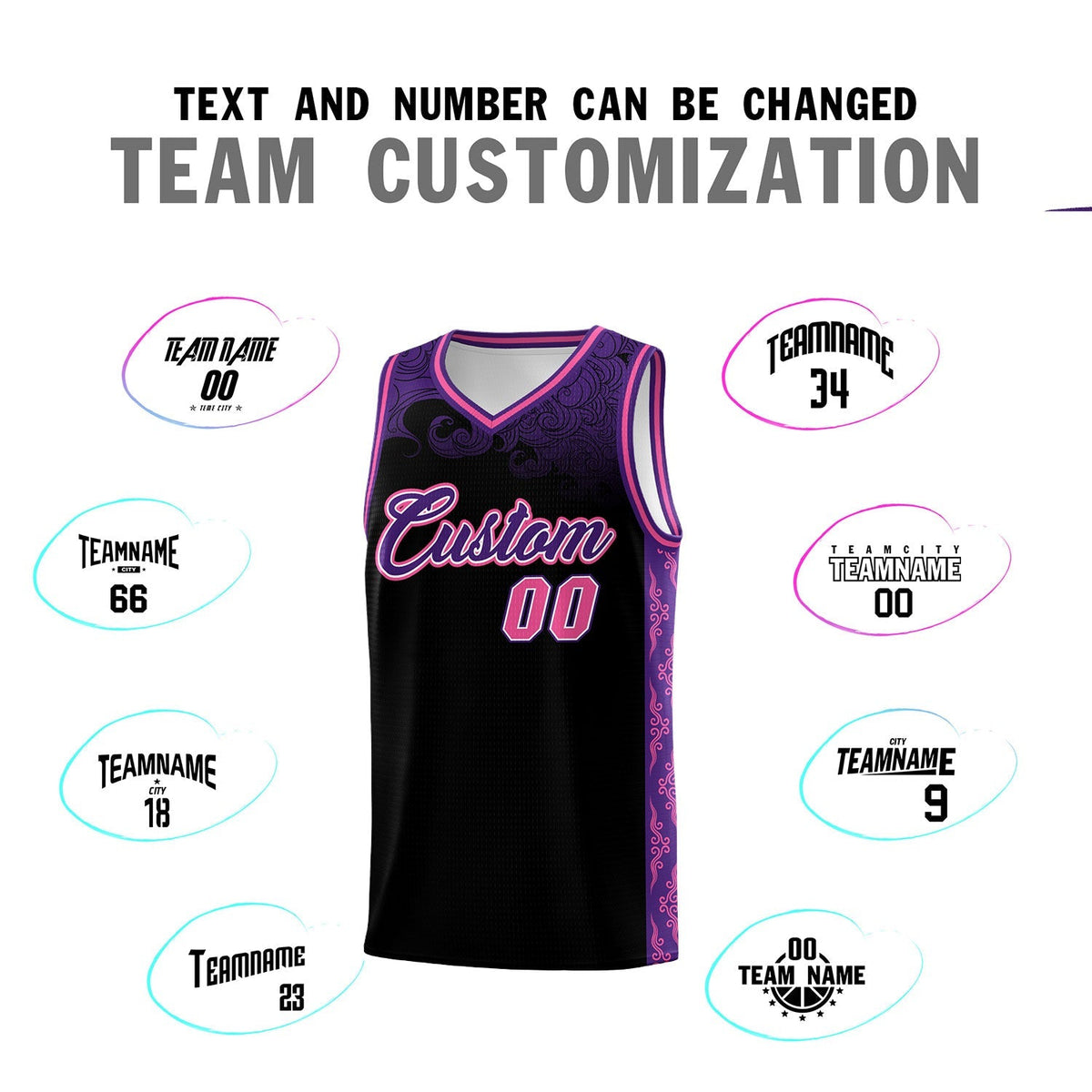 Custom Black Personalized Cloud Pattern Sports Kits Uniform Basketball Jersey|KXKSHOP