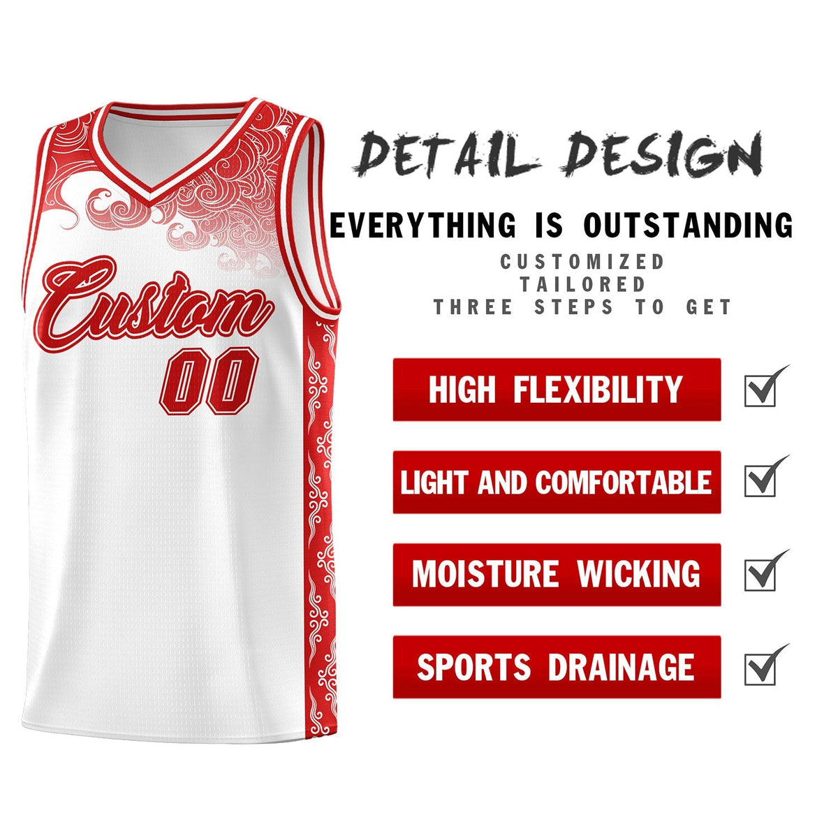 Custom White Personalized Cloud Pattern Sports Kits Uniform Basketball Jersey|KXKSHOP