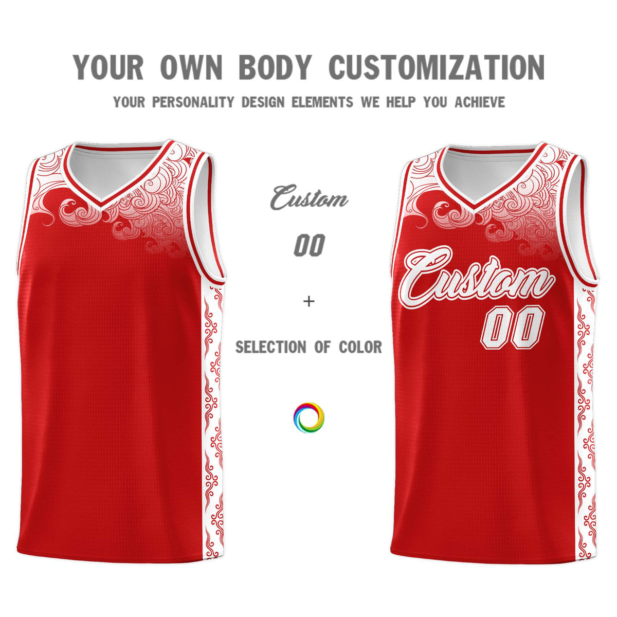 Custom Red Personalized Cloud Pattern Sports Kits Uniform Basketball Jersey|KXKSHOP