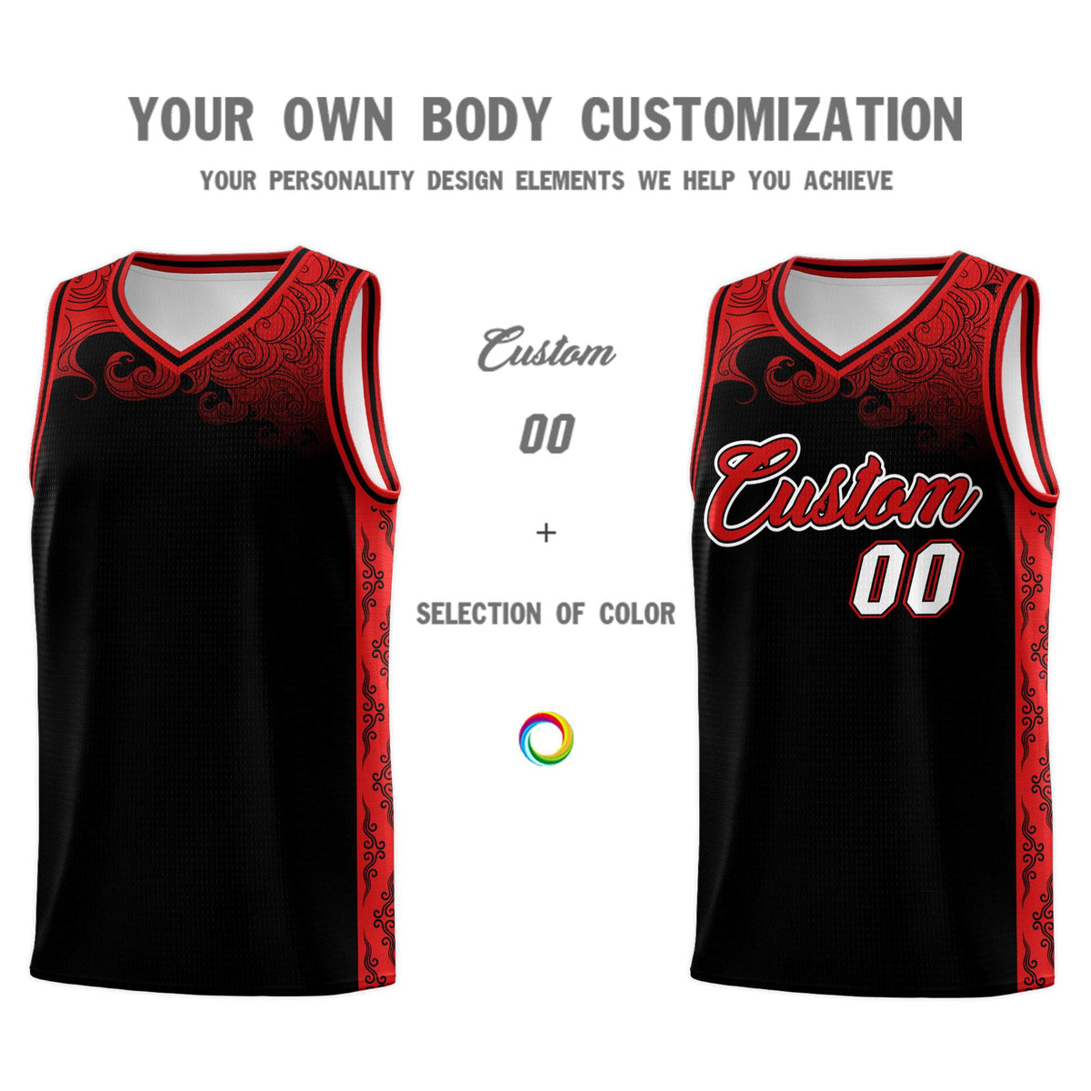 Custom Black Personalized Cloud Pattern Sports Kits Uniform Basketball Jersey|KXKSHOP