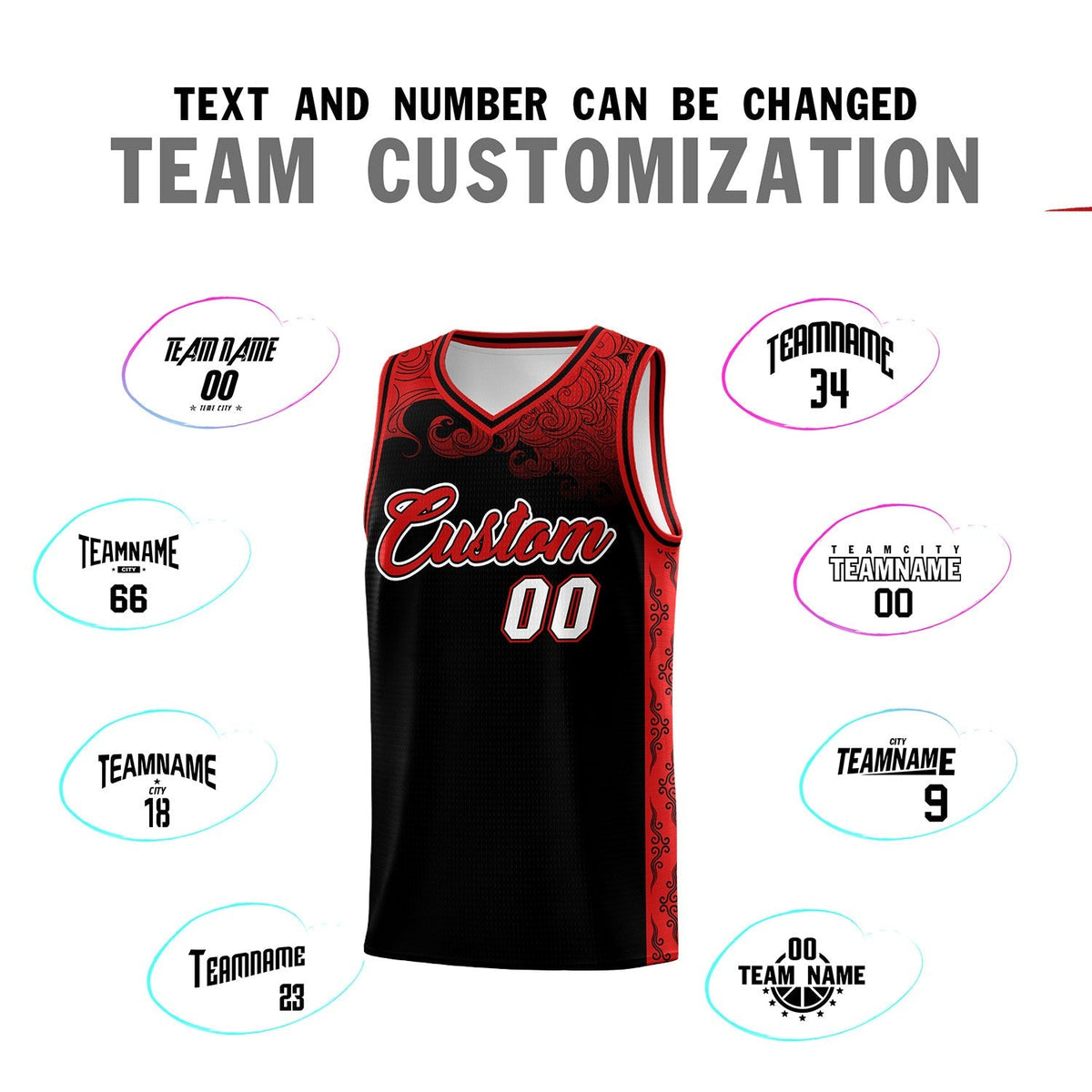 Custom Black Personalized Cloud Pattern Sports Kits Uniform Basketball Jersey|KXKSHOP