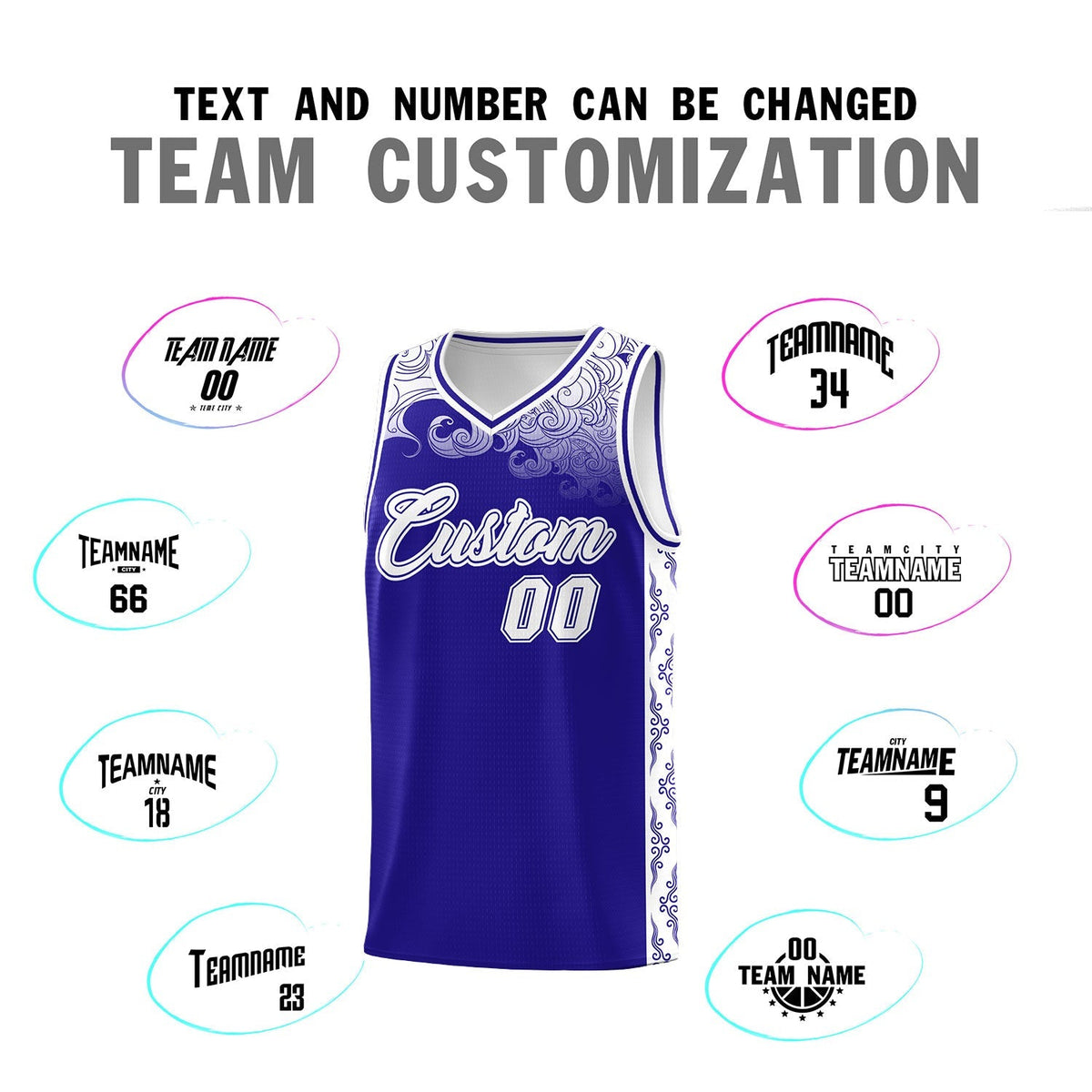 Custom Royal Personalized Cloud Pattern Sports Kits Uniform Basketball Jersey|KXKSHOP
