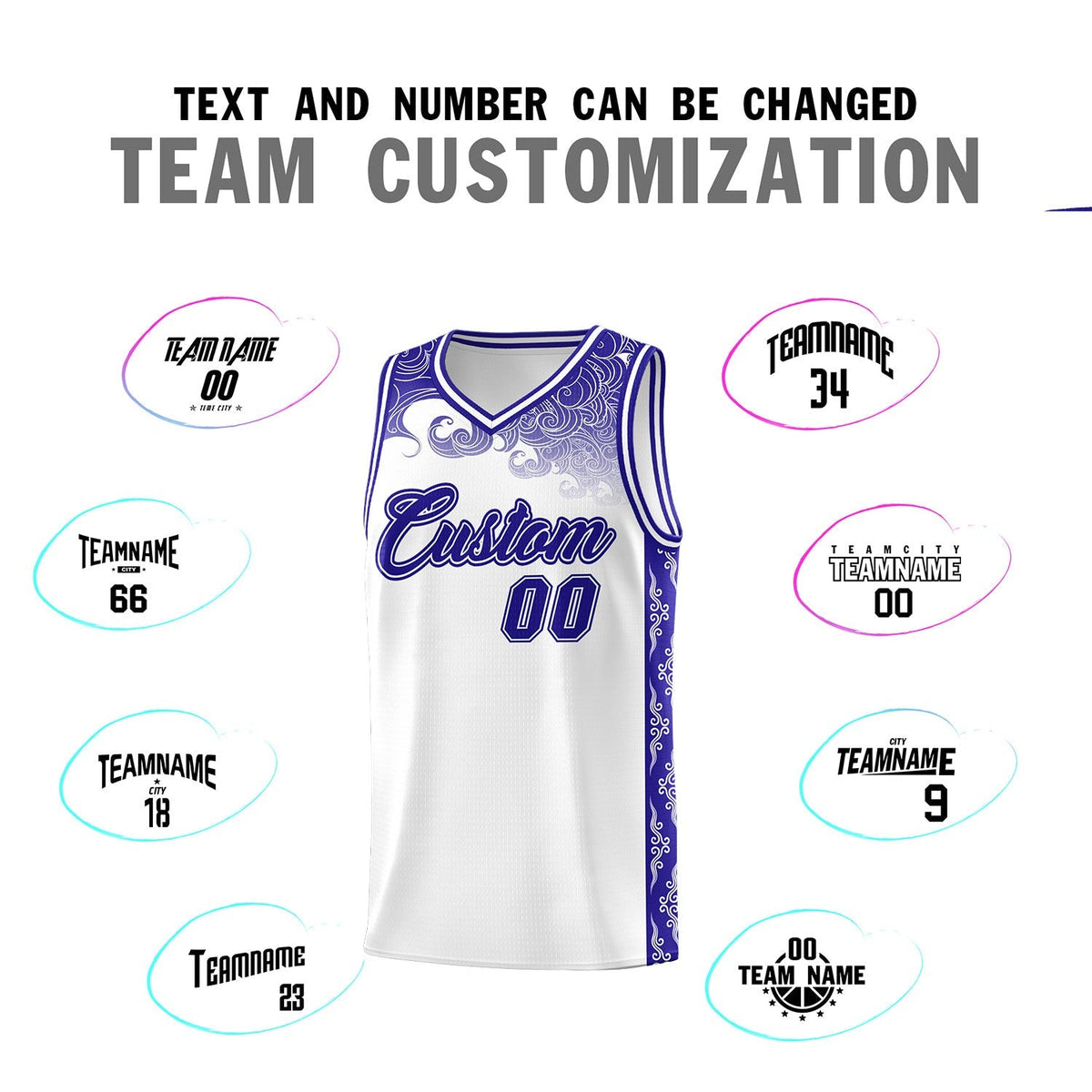 Custom White Personalized Cloud Pattern Sports Kits Uniform Basketball Jersey|KXKSHOP