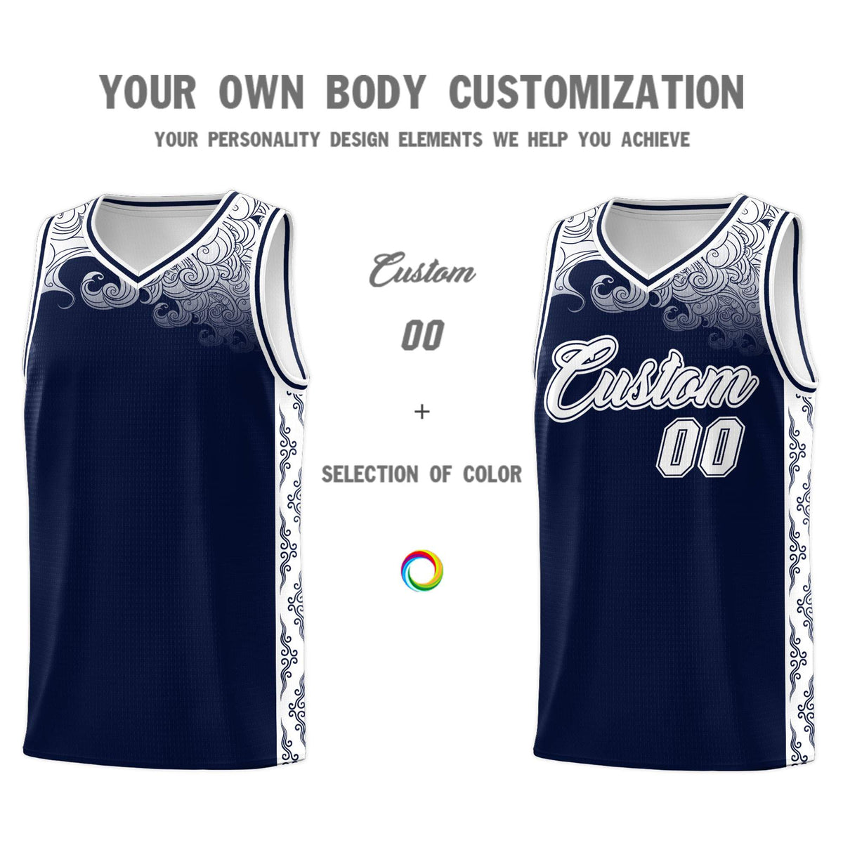 Custom Navy Personalized Cloud Pattern Sports Kits Uniform Basketball Jersey|KXKSHOP
