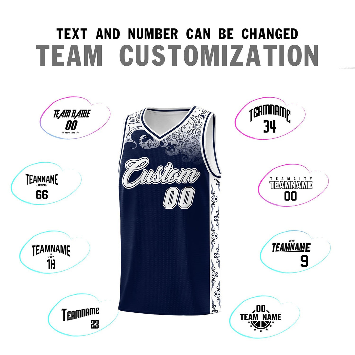 Custom Navy Personalized Cloud Pattern Sports Kits Uniform Basketball Jersey|KXKSHOP