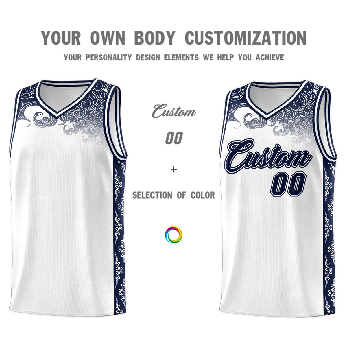 Custom White Personalized Cloud Pattern Sports Kits Uniform Basketball Jersey|KXKSHOP