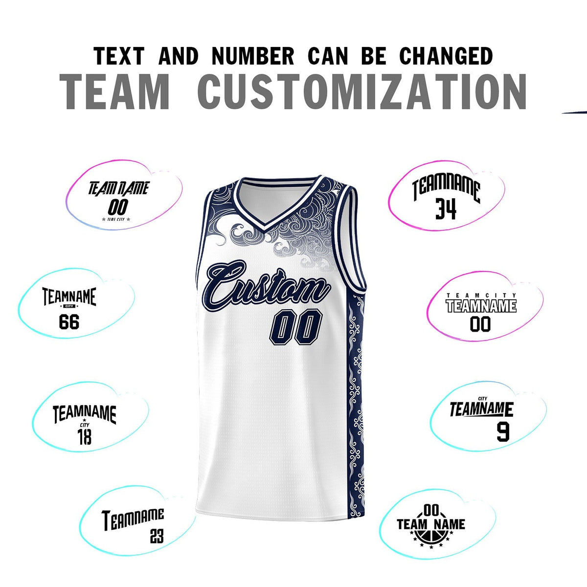 Custom White Personalized Cloud Pattern Sports Kits Uniform Basketball Jersey|KXKSHOP
