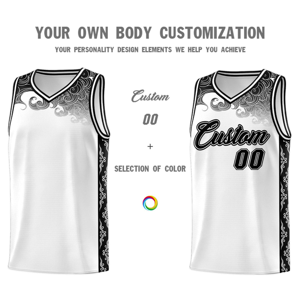Custom White Personalized Cloud Pattern Sports Kits Uniform Basketball Jersey|KXKSHOP