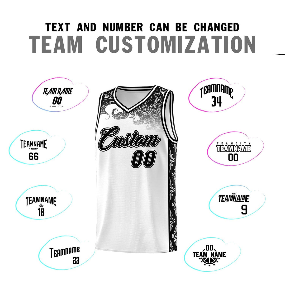 Custom White Personalized Cloud Pattern Sports Kits Uniform Basketball Jersey|KXKSHOP