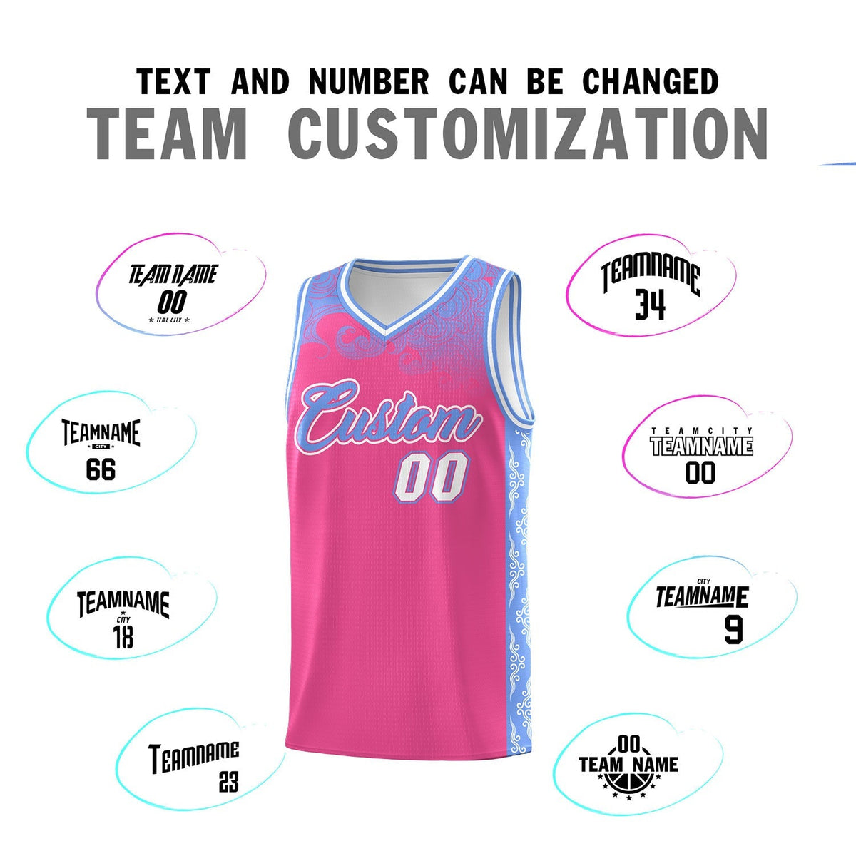 Custom Pink Personalized Cloud Pattern Sports Kits Uniform Basketball Jersey|KXKSHOP