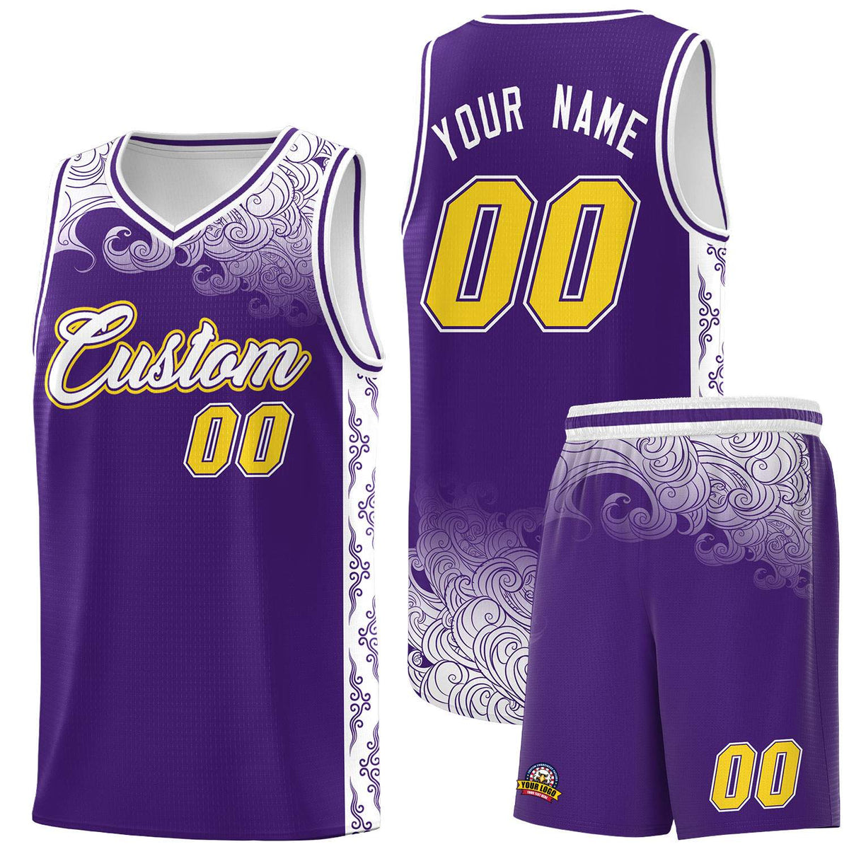 Custom Purple Personalized Cloud Pattern Sports Kits Uniform Basketball Jersey|KXKSHOP