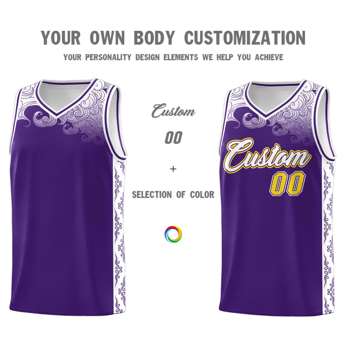 Custom Purple Personalized Cloud Pattern Sports Kits Uniform Basketball Jersey|KXKSHOP