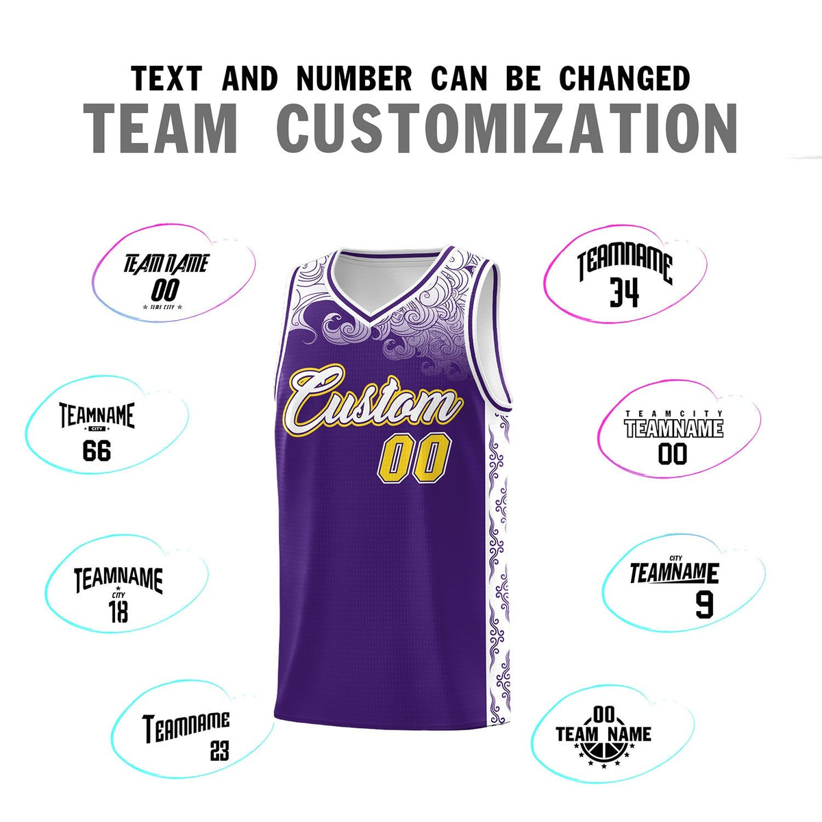 Custom Purple Personalized Cloud Pattern Sports Kits Uniform Basketball Jersey|KXKSHOP