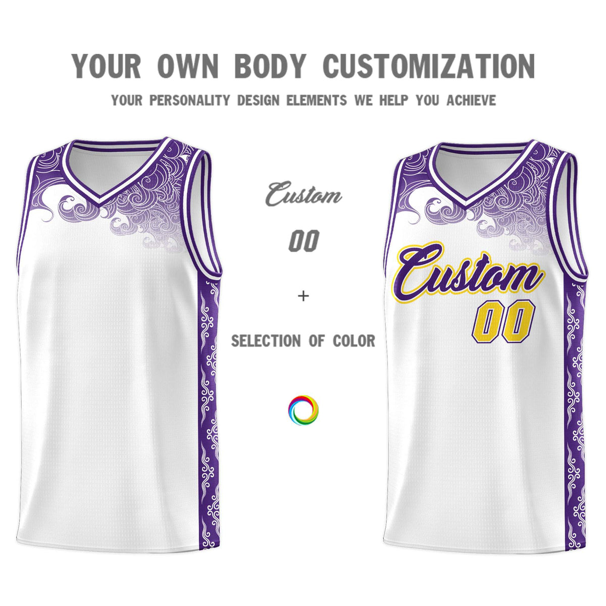 Custom White Personalized Cloud Pattern Sports Kits Uniform Basketball Jersey|KXKSHOP