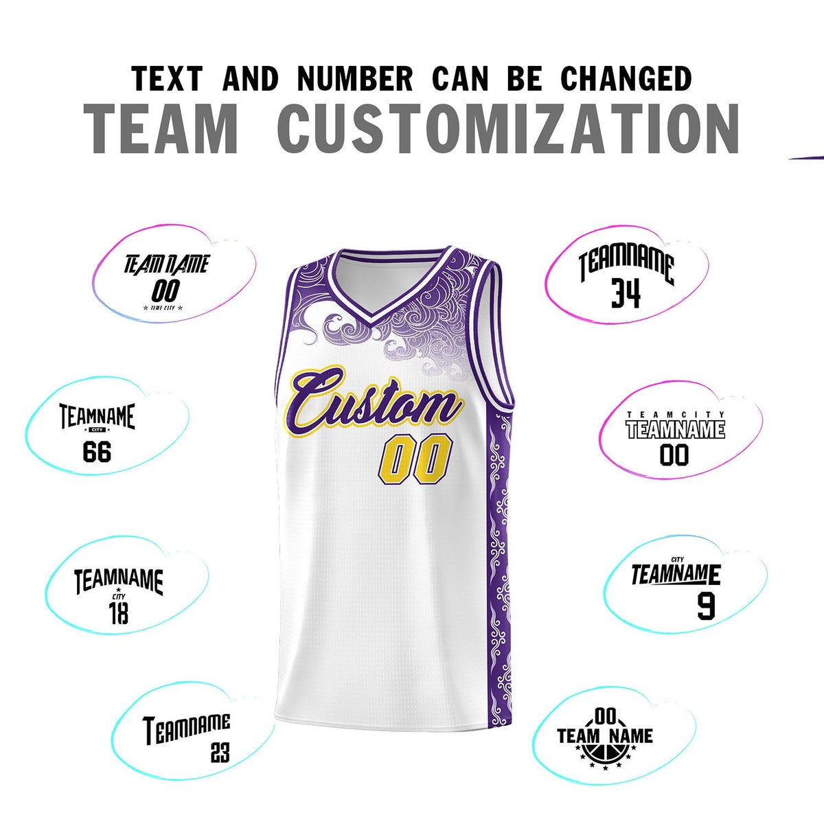 Custom White Personalized Cloud Pattern Sports Kits Uniform Basketball Jersey|KXKSHOP