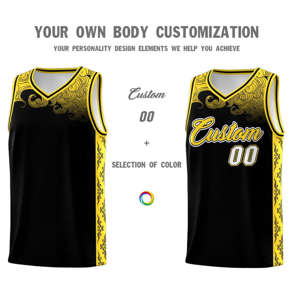 Custom Black Personalized Cloud Pattern Sports Kits Uniform Basketball Jersey|KXKSHOP