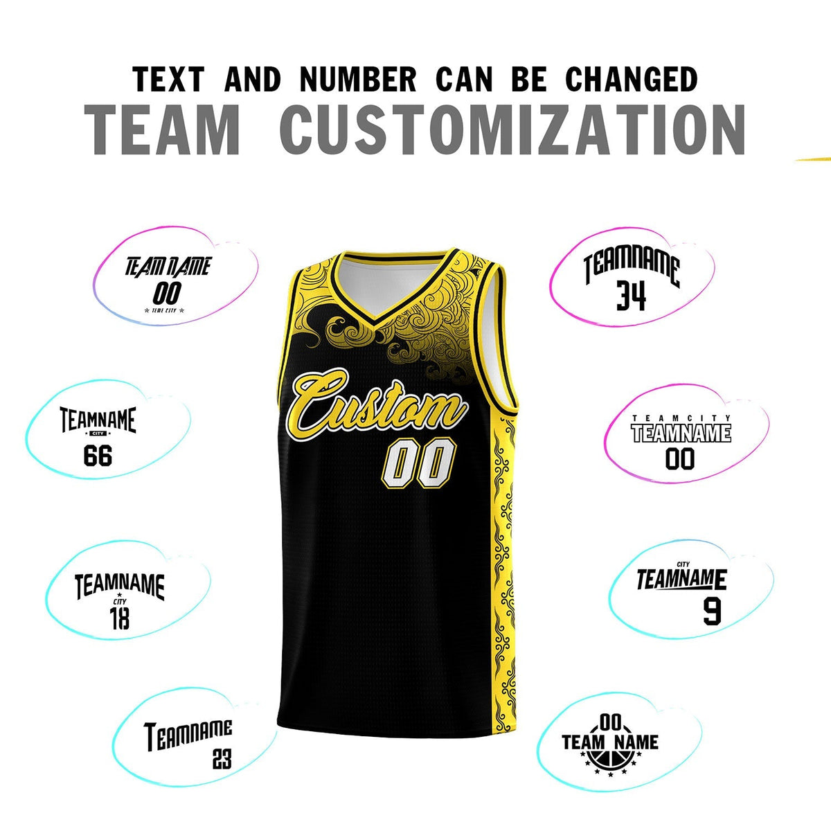Custom Black Personalized Cloud Pattern Sports Kits Uniform Basketball Jersey|KXKSHOP