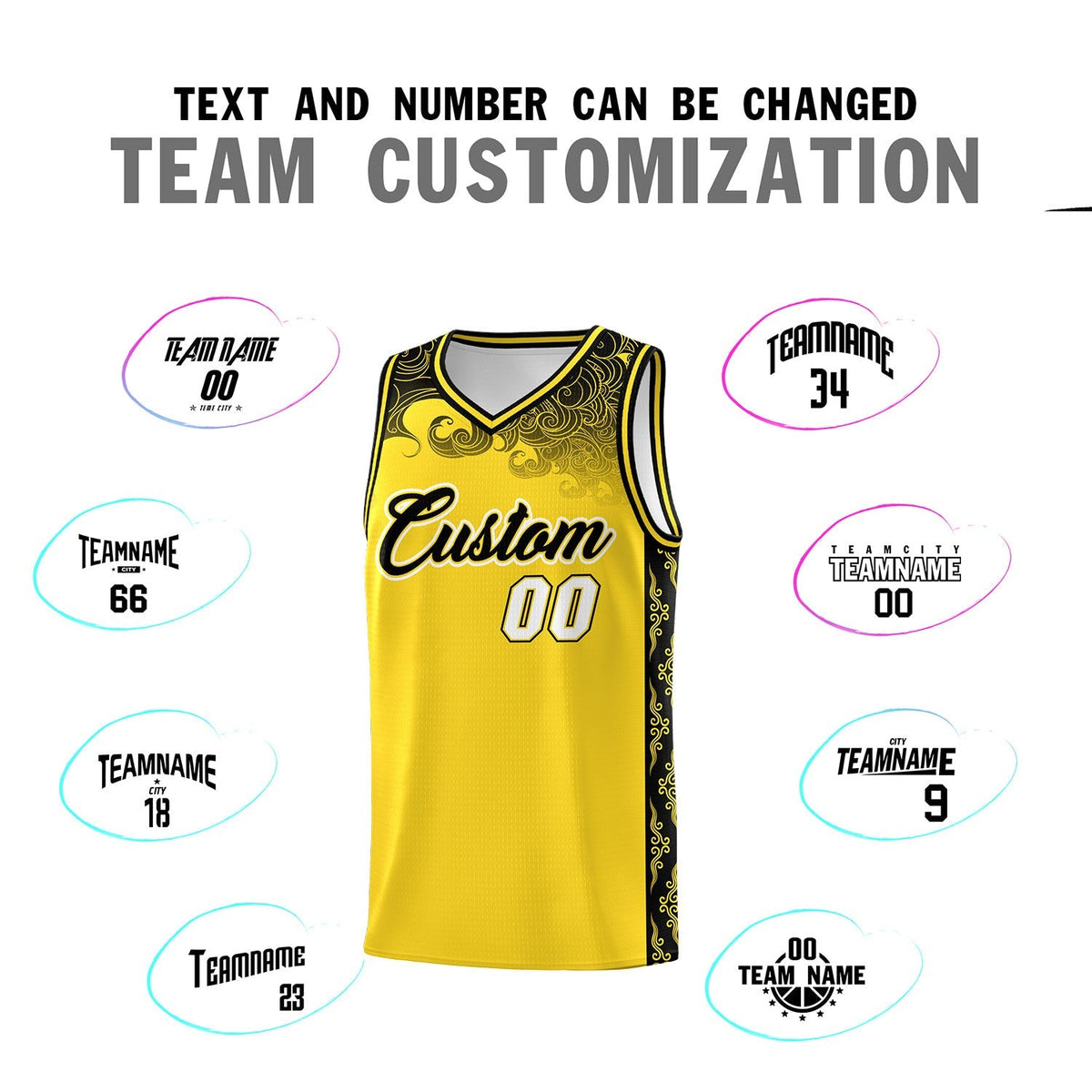 Custom Gold Personalized Cloud Pattern Sports Kits Uniform Basketball Jersey|KXKSHOP
