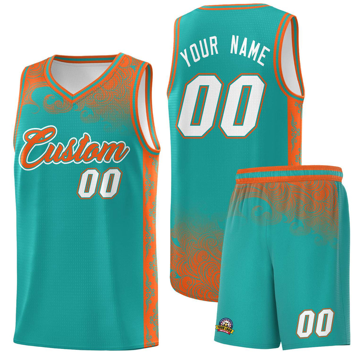Custom Aqua Personalized Cloud Pattern Sports Kits Uniform Basketball Jersey|KXKSHOP