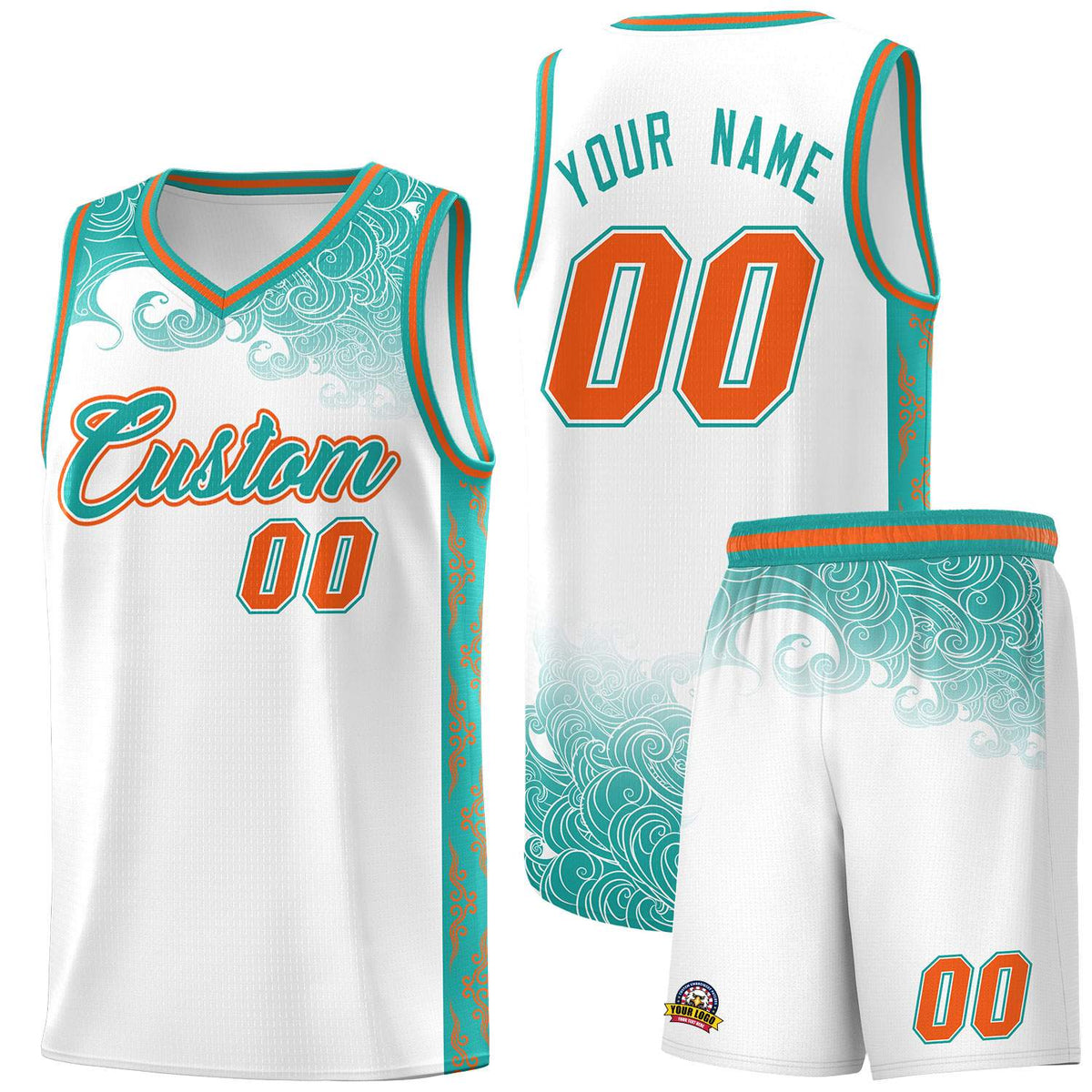 Custom White Personalized Cloud Pattern Sports Kits Uniform Basketball Jersey|KXKSHOP