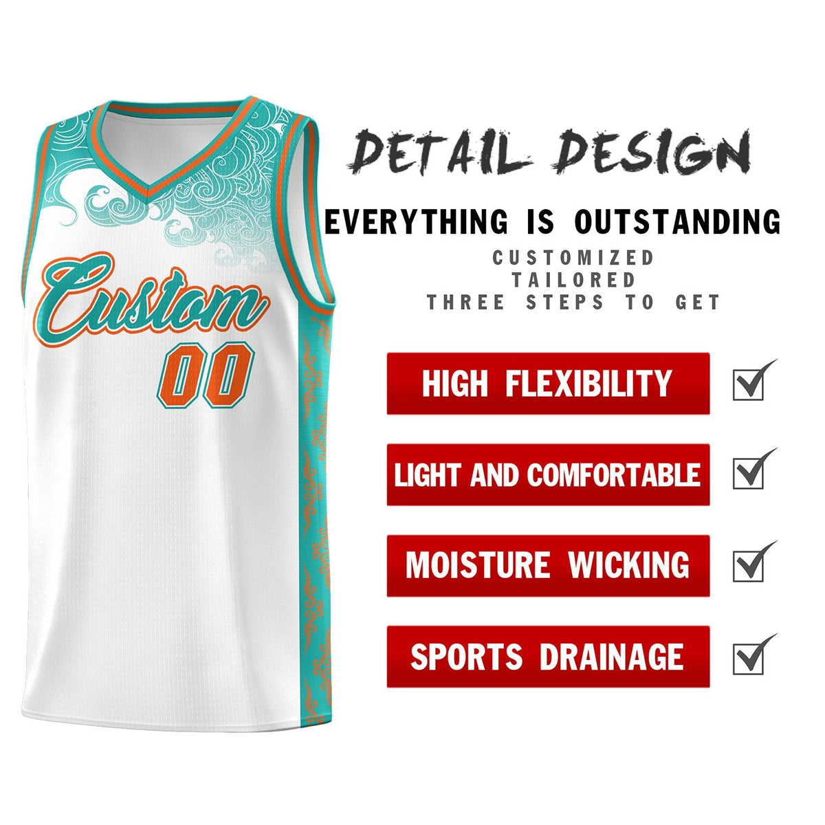 Custom White Personalized Cloud Pattern Sports Kits Uniform Basketball Jersey|KXKSHOP