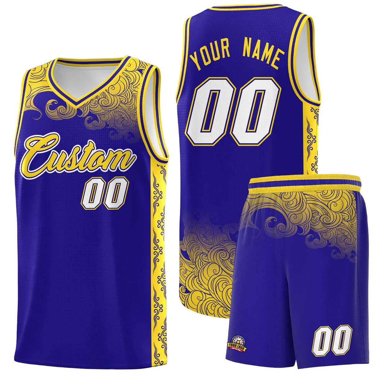 Custom Royal Personalized Cloud Pattern Sports Kits Uniform Basketball Jersey|KXKSHOP