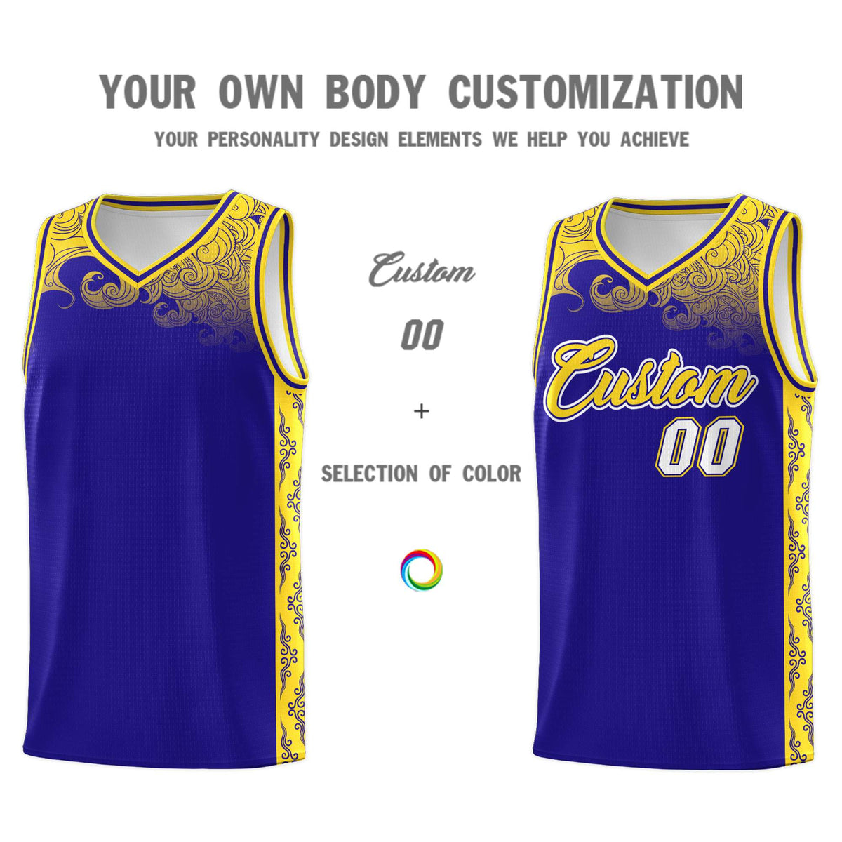 Custom Royal Personalized Cloud Pattern Sports Kits Uniform Basketball Jersey|KXKSHOP