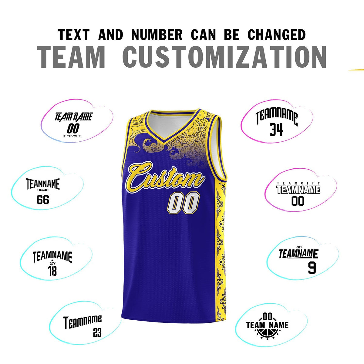 Custom Royal Personalized Cloud Pattern Sports Kits Uniform Basketball Jersey|KXKSHOP