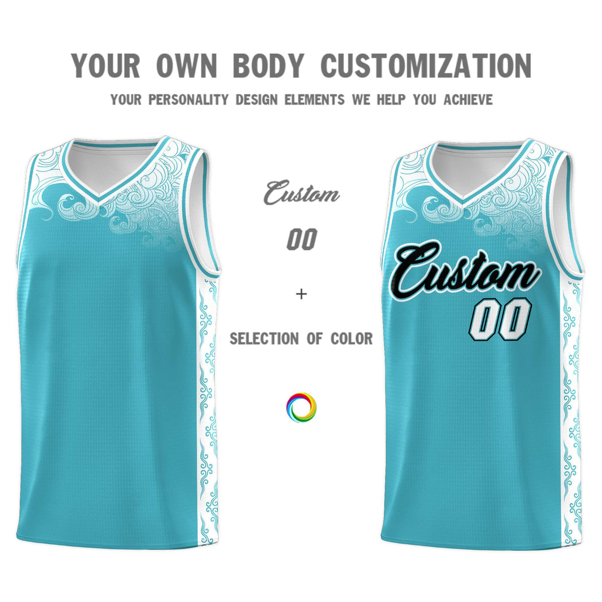 Custom Sky Blue Personalized Cloud Pattern Sports Kits Uniform Basketball Jersey|KXKSHOP