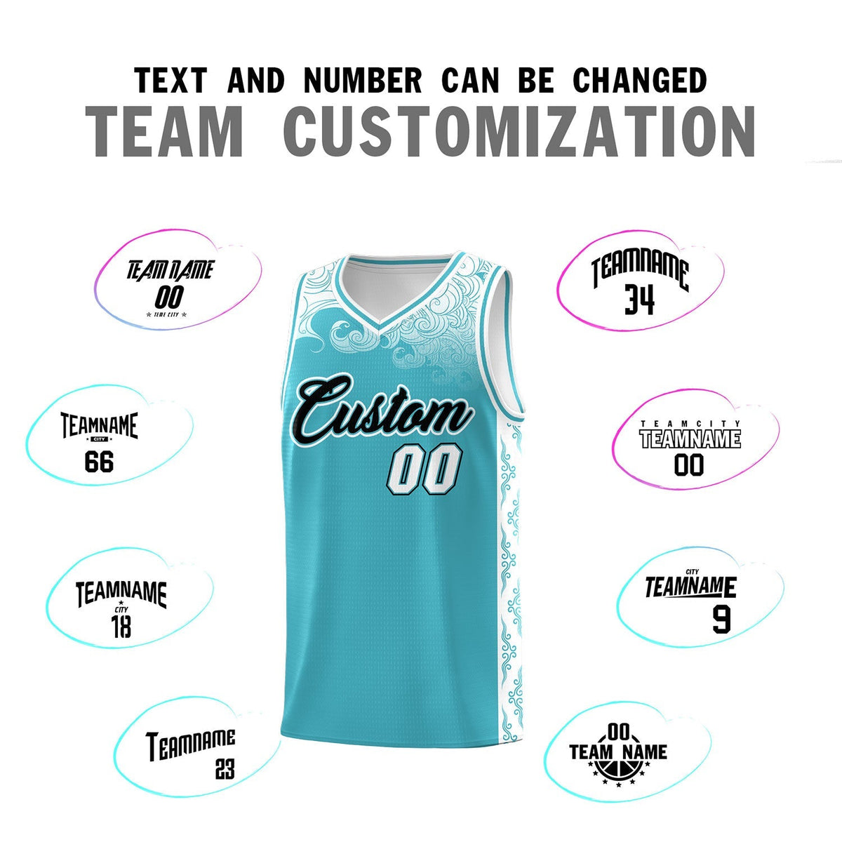Custom Sky Blue Personalized Cloud Pattern Sports Kits Uniform Basketball Jersey|KXKSHOP