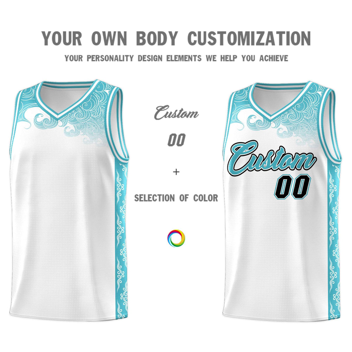 Custom White Personalized Cloud Pattern Sports Kits Uniform Basketball Jersey|KXKSHOP