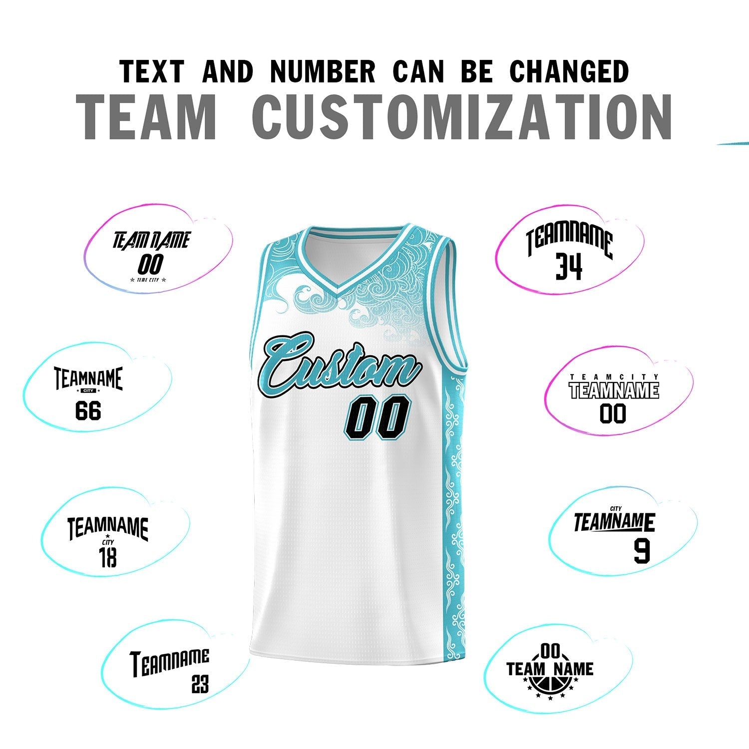 Custom White Personalized Cloud Pattern Sports Kits Uniform Basketball Jersey|KXKSHOP