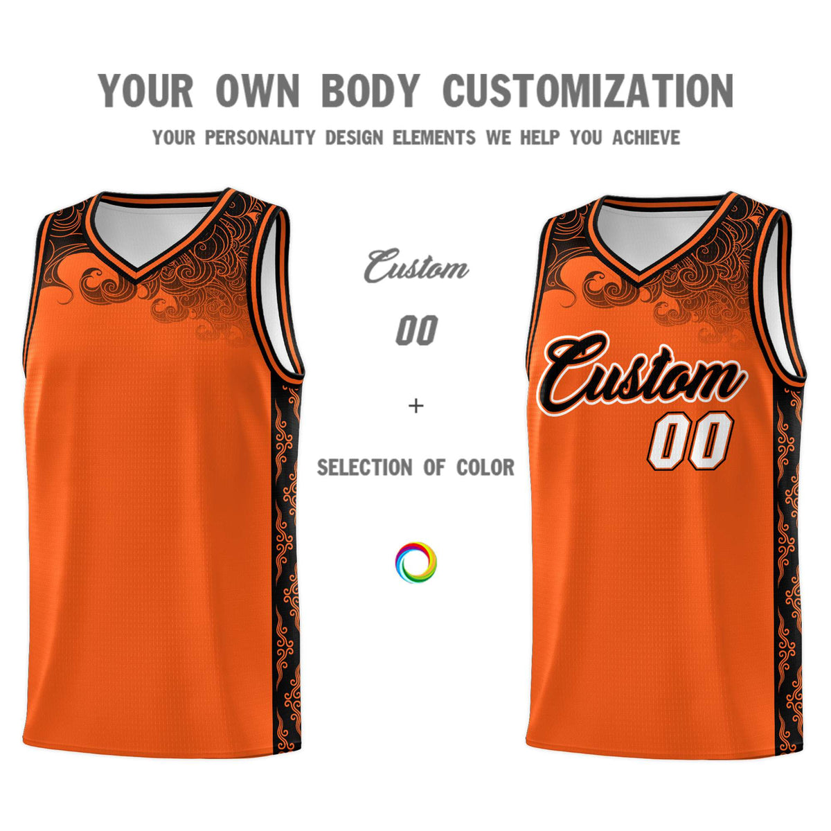 Custom Orange Personalized Cloud Pattern Sports Kits Uniform Basketball Jersey|KXKSHOP