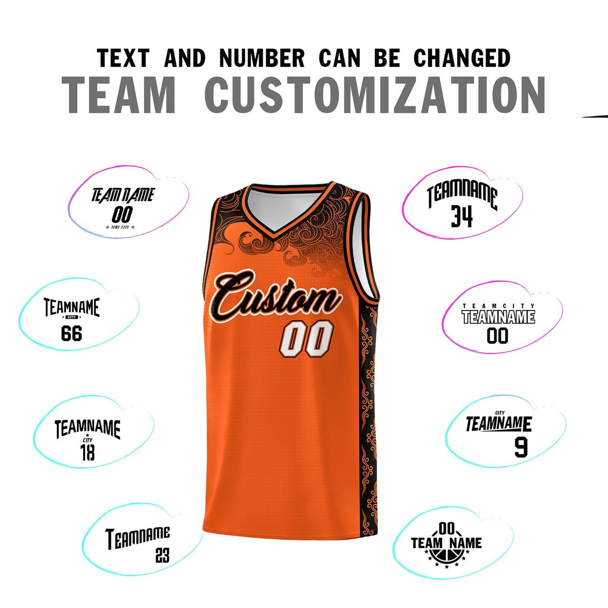 Custom Orange Personalized Cloud Pattern Sports Kits Uniform Basketball Jersey|KXKSHOP