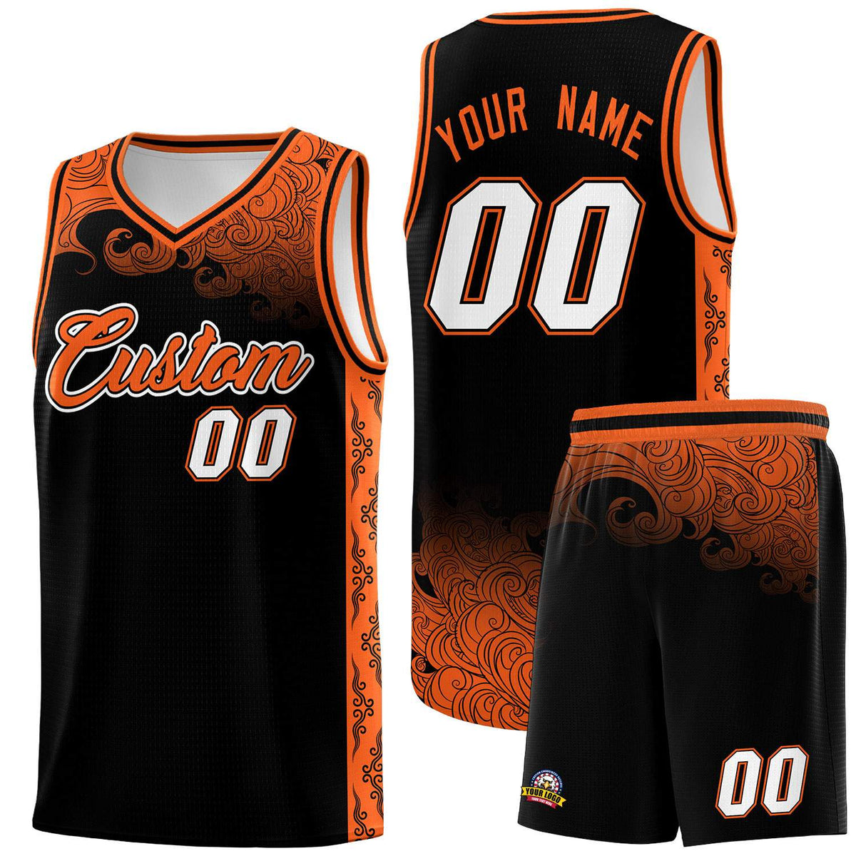 Custom Black Personalized Cloud Pattern Sports Kits Uniform Basketball Jersey|KXKSHOP