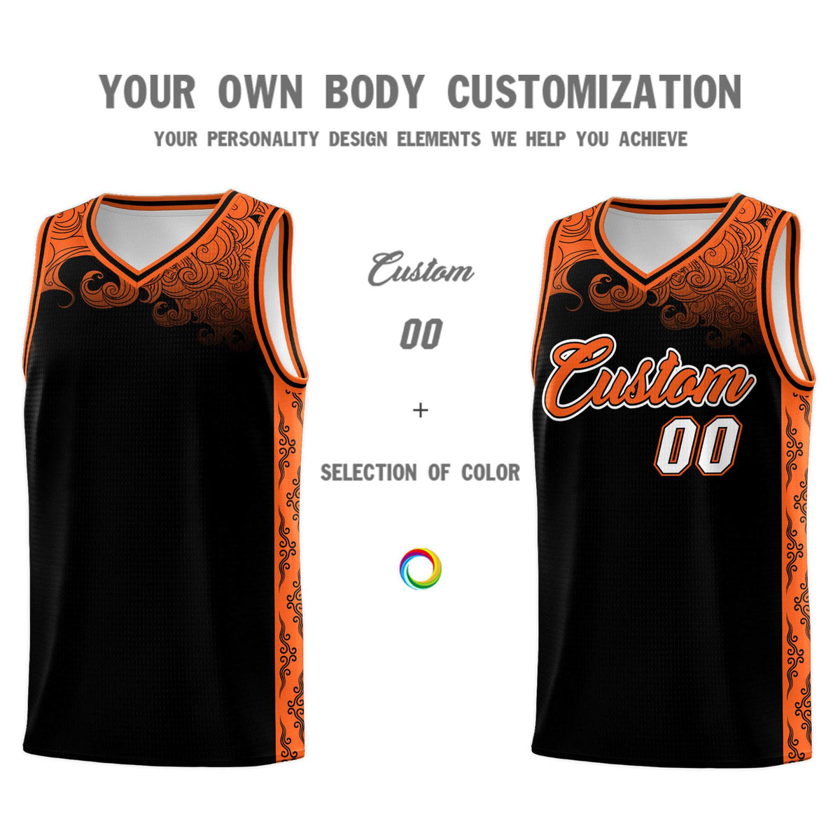 Custom Black Personalized Cloud Pattern Sports Kits Uniform Basketball Jersey|KXKSHOP