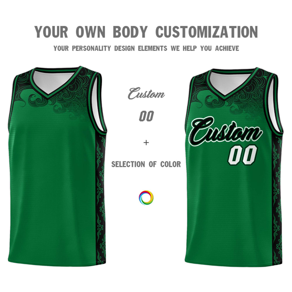 Custom Kelly Green Personalized Cloud Pattern Sports Kits Uniform Basketball Jersey|KXKSHOP