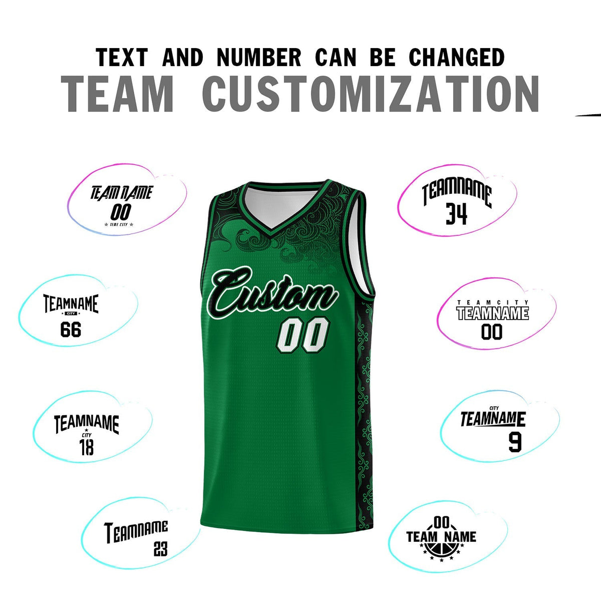 Custom Kelly Green Personalized Cloud Pattern Sports Kits Uniform Basketball Jersey|KXKSHOP