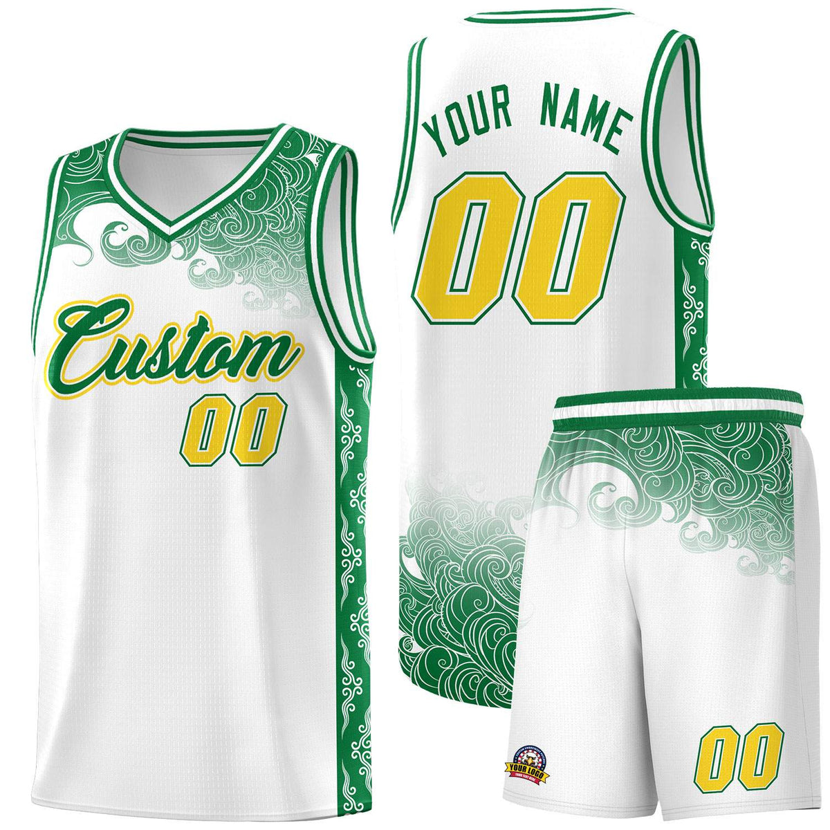 Custom White Personalized Cloud Pattern Sports Kits Uniform Basketball Jersey|KXKSHOP
