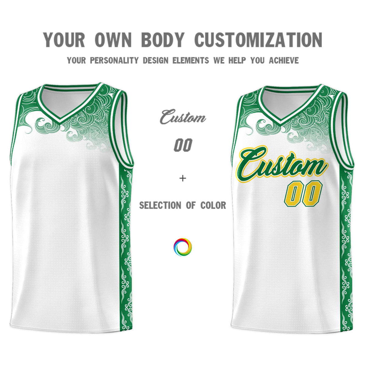 Custom White Personalized Cloud Pattern Sports Kits Uniform Basketball Jersey|KXKSHOP