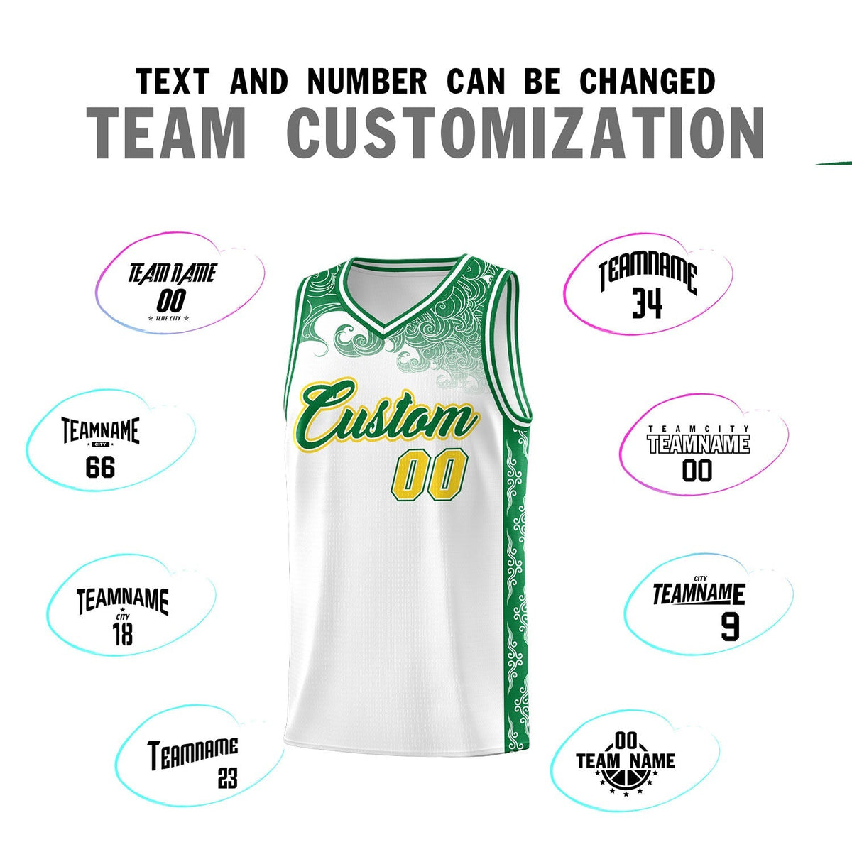 Custom White Personalized Cloud Pattern Sports Kits Uniform Basketball Jersey|KXKSHOP